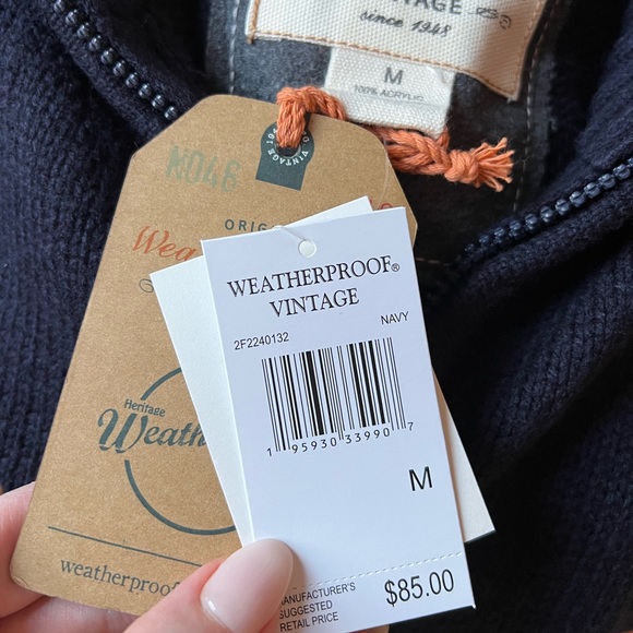 Weatherproof Vintage Men’s Quarter Zip Navy Sweater - Picture 5 of 5